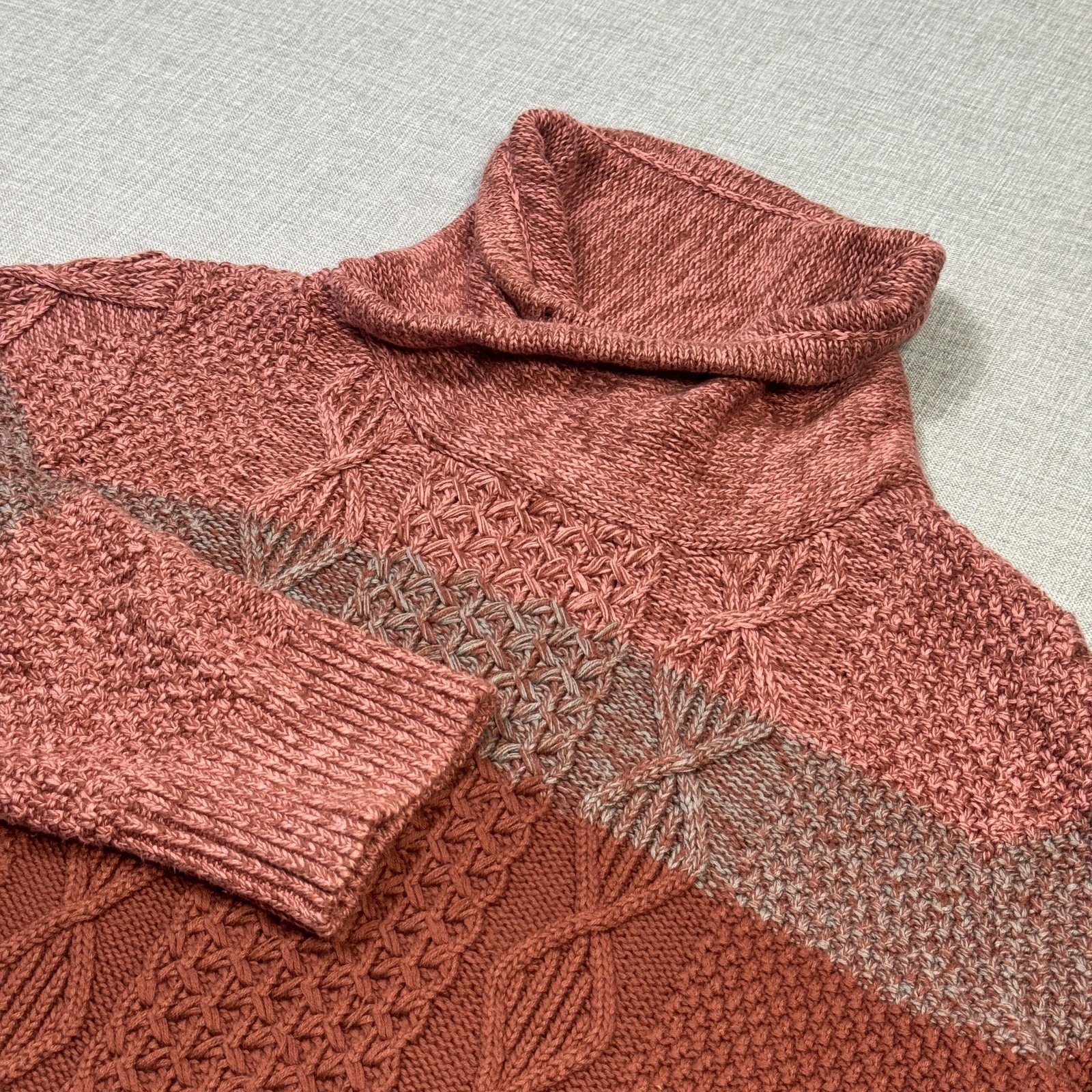 L.L. Bean Signature Cable-Knit Heavyweight Sweater Womens Xl Pink Turtleneck